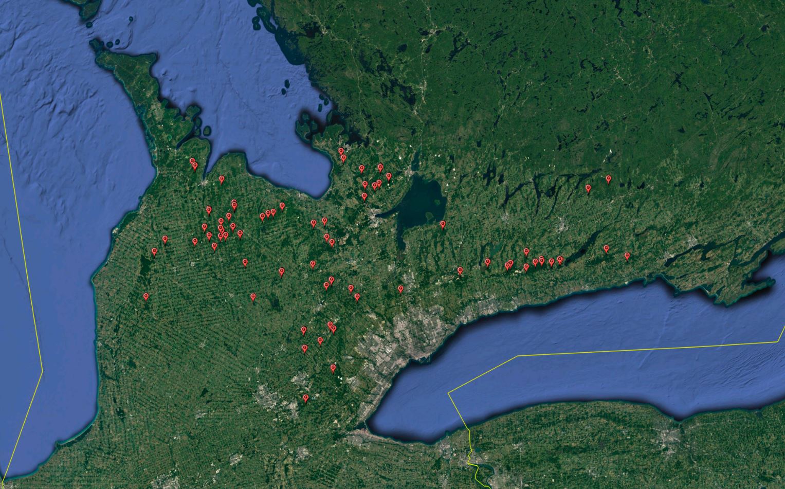 Location of 60 goshawk nest sites identified since 2012