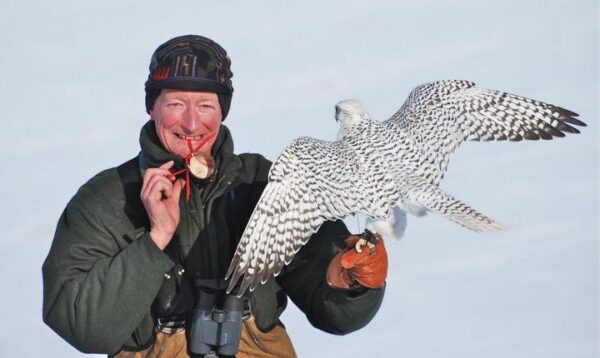 Milan Vuckovic hand crafted hawking bag and falconry glove. 